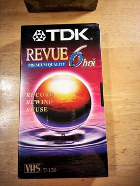 TDK Revue 6 hrs VHS T-120 3-Pack Black & Red Like New